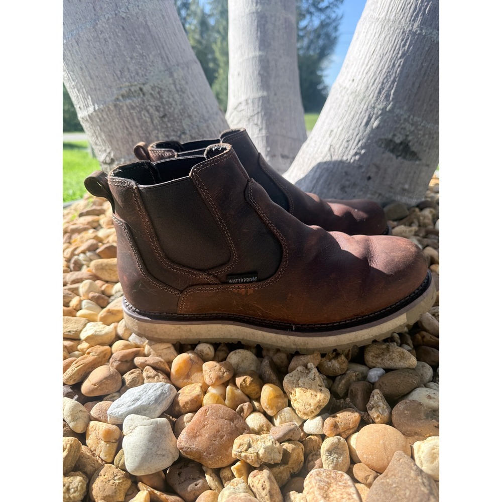 Ridgecut Toughwear Mens Waterproof Chelsea Work Boots Brown Leather MemorySole